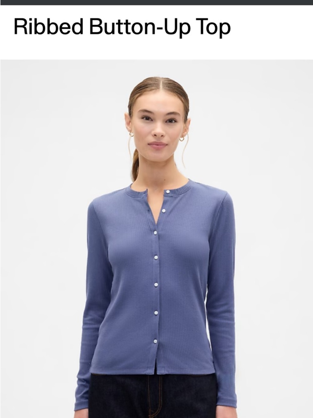 Gap NWT ribbed button-up top/cardigan, size medium, color blue ridge